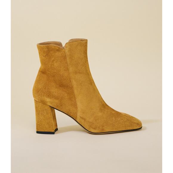 Clorinda Antinori Vera Suede Boots Size 37 or 7 Segale Tan Leather Square Toe - Picture 4 of 15